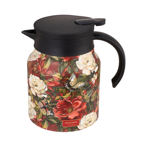 Vintage Floral Pattern Tea Thermos Teapot with Built-in Infuser, HD320005