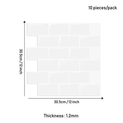 10Pcs Peel and Stick 1.2mm Backsplash Tiles, SW0906