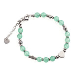 Stainless Steel Stone Beaded Adjustable Heart Bracelet, CA290010