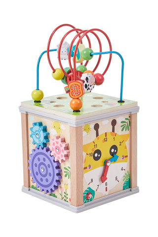 Montessori Toy Wooden Activity Cube, SI0036 (Ver. 2)