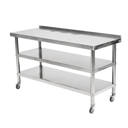 3-Tier Stainless Steel Worktable with 4 Wheels, MK030008