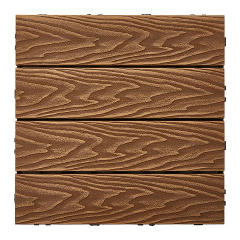 11Pcs Wood Grain Interlocking Deck Tiles Set, LG1483