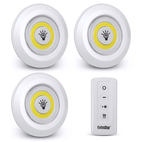 1.8w LED Night Light with Remote, powered by 3xAAA Batteries, Set of 3, AJ1038