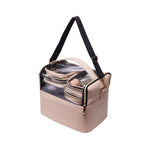 Pink Portable Makeup Train Case with 4 Clear Bags and Adjustable Dividers, SO0168 (Ver.2)