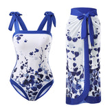 Tummy Control Swimsuit with Cover Up Skirt, CC061628
