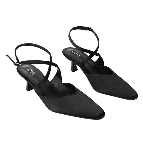Kitten Heel Slingback Squared-off Closed Toe Heels Pumps, CS300068