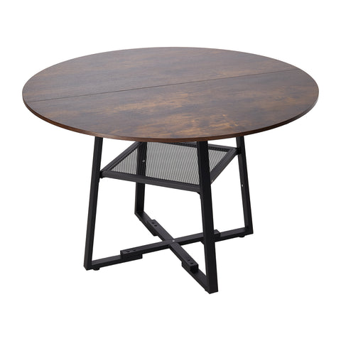 Round Dining Table with Storage Shelf, FD240135 (Ver.2)