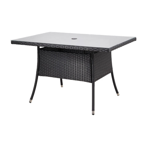 Garden Rattan Tempered Glass Top Rectangular Table with Parasol Hole, LG1786 (Ver.2)