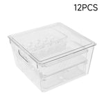 Set of 12 Stackable Clear Fridge Organisers Storage Boxes, HS320068