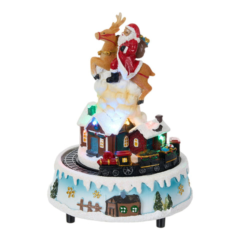Christmas Santa Claus Reindeer Music Box Ornament with Lights, IF540162 (Ver.2)