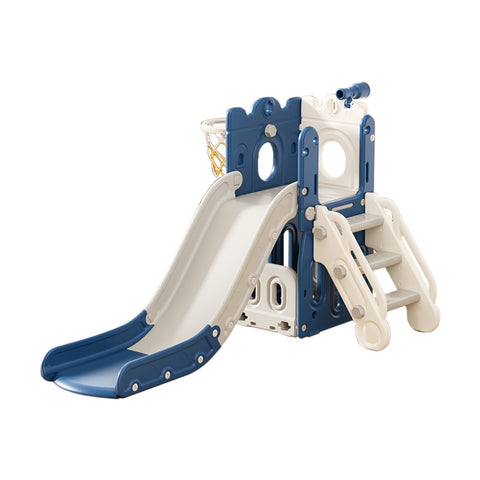 Toddler Slide Playset with Basketball Hoop and Climbing Stairs, FI1033