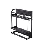 2-Tier Magnetic Fridge Organizer with Paper Towel Holder and Removable Hooks, WH0975