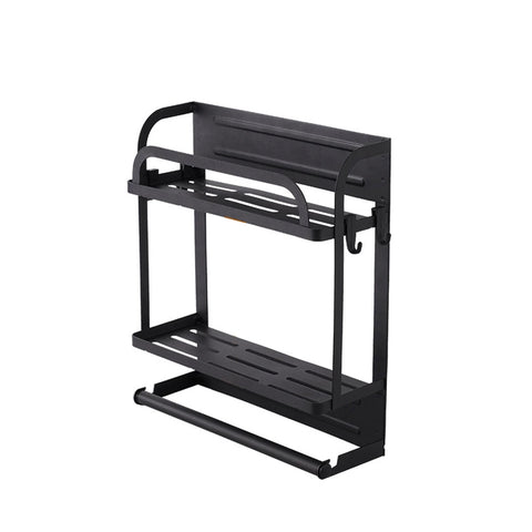2-Tier Magnetic Fridge Organizer with Paper Towel Holder and Removable Hooks, WH0975