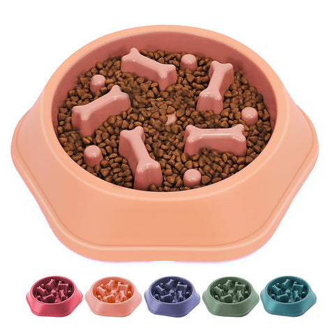 Pink Bone Shape Plastic Slow Feeder 22.5x20.5x5cm, AJ1020