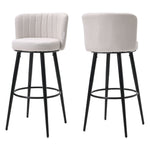 Livingandhome 2 Pcs Premium Linen Upholstered Bar Stool, ZH1515