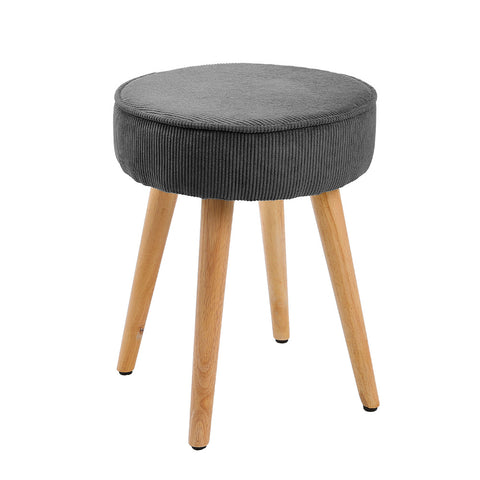 Livingandhome Corduroy Round Footstool, ZH1392