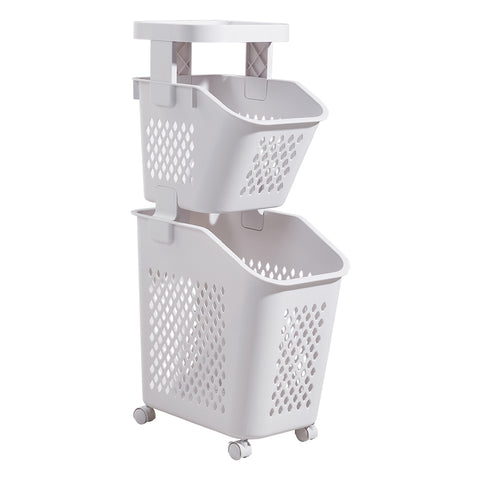 2-Tier Storage Rack Laundry Baskets with Casters, WZ0278