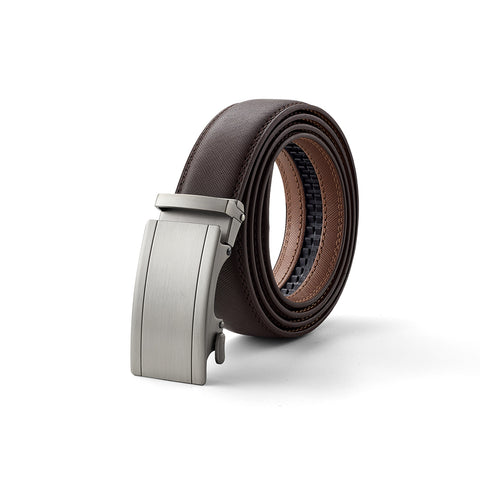 Adjustable Leather Ratchet Belt with Automatic Buckle, CA290210 (Ver.2)
