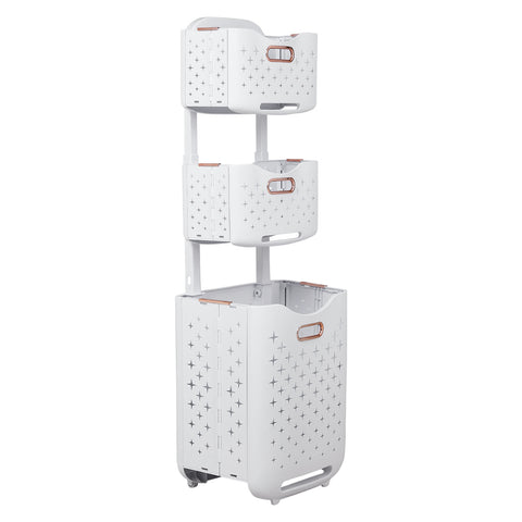 3-Tier Foldable Laundry Baskets with Casters, WZ0277(Ver.2)