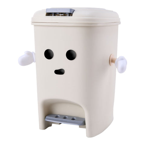 8L Foot Pedal & Press-to-Open Cream White Trash Bin, WM0738 (Ver.2)