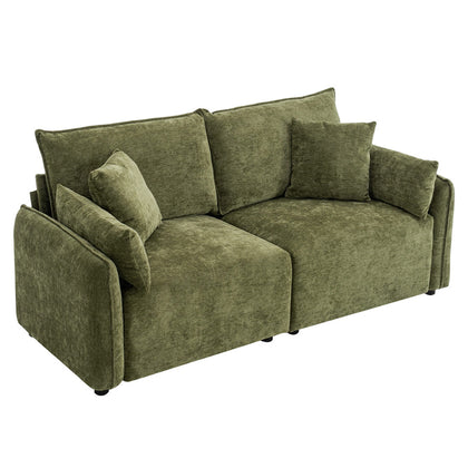 2-Seater Chenille Upholstered Sofa with Throw Pillows, FL050283FL050284