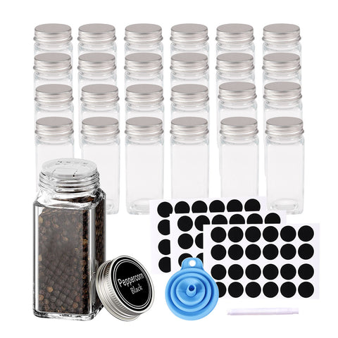 24Pcs Glass Spice Jars with Metal Lids, CT0425 (Ver.2)