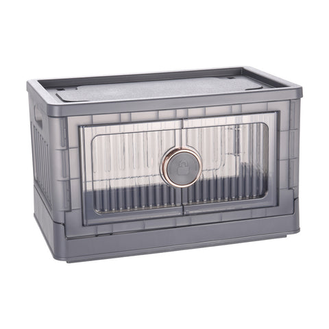 Lifeideas Foldable and Stackable Storage Box with Dual Open Door-Grey, SW0777