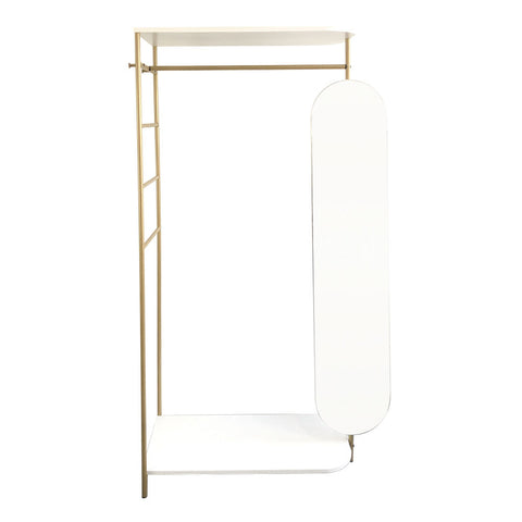 Livingandhome Modern Metal Clothes Rail with Mirror, FI0573