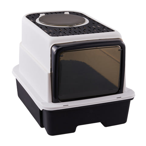 Large Hooded Top Entry Cat Litter Box with Scoop, CT1311(Ver.2)