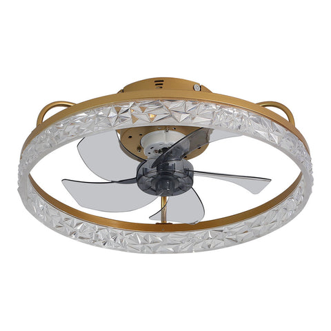 Livingandhome Modern Round Crystal Ceiling Fan with Light, DM0591