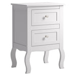 White Wooden Bedside Table with 2 Drawers for Bedroom, FI0507