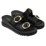 Casual Wedge Slide Sandals with Double Buckles, CS300652