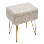 Livingandhome Rectangle Upholstered Storage Ottoman Vanity Stool, ZH1382