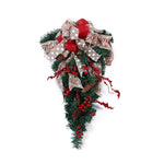 Livingandhome Ribbon Bow Christmas Teardrop Swag, CD0514