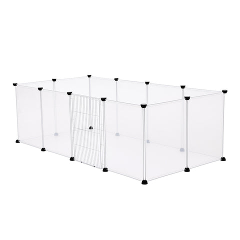 12 Panels Portable Clear Pet Playpen Fence with Door, CT0650 (Ver.2)