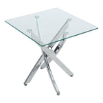 Quadratischer Beistelltisch aus Glas mit Metalbeine, FL050142FL050143 (DE)