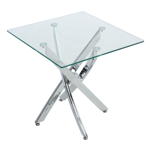 Quadratischer Beistelltisch aus Glas mit Metalbeine, FL050142FL050143 (DE)