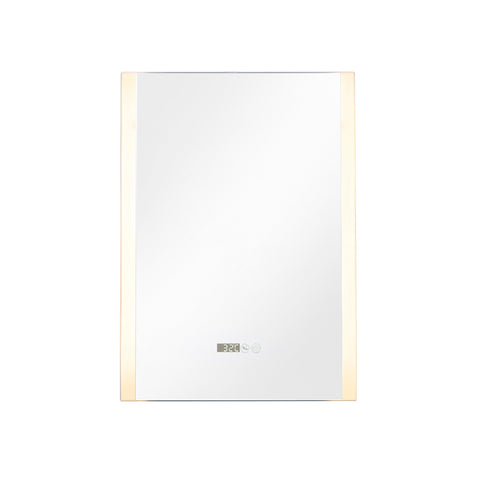 Livingandhome Anti-Fog Aluminum LED Vanity Mirror with Clock, DM0470