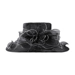 Floral Organza Wide-brim Sun Hat for Derby Wedding Party, CA300028