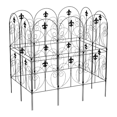 10-Panel Metal Arched Garden Fence Yard Borders Decor Set, ZX0140