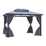 12 x 10FT Metal Frame Hardtop Patio Gazebo with Curtains, LG1635LG1636LG1637 (Ver.2)