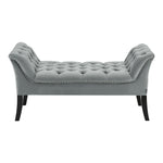 Grey Armed Velvet Buttoned Bed Bench, XY0627