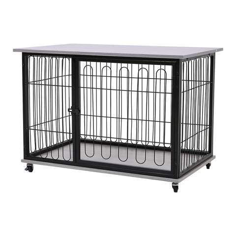 Livingandhome Wooden Wire Dog Crate with Tray, FI0637