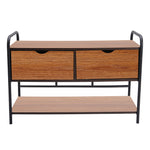 Livingandhome Modern 2-Drawer Metal and Wood Entry Bench, SW0506