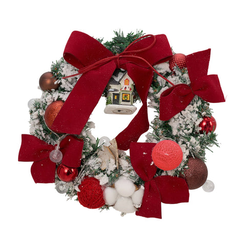 Artificial Christmas Wreath Door Decoration with LED String Lights, IF070107