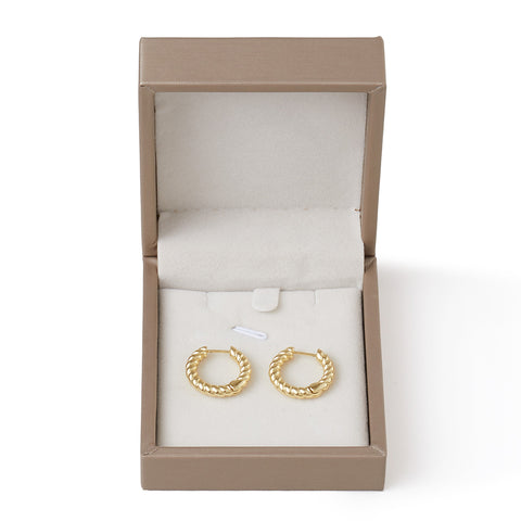 14K Gold-Plated Twist Hoop Earrings, CA290048