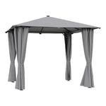 Solar LED Metal Patio Gazebo with Curtains, LG1599 (Ver.2)
