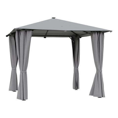 Solar LED Metal Patio Gazebo with Curtains, LG1599
