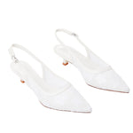 Pair of Lace Mesh Pointed Slingback Pumps Low Heels, CS300101 (VER.2)