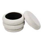 Beige Upholstered Round Storage Ottoman Foot Rest, ZH1675
